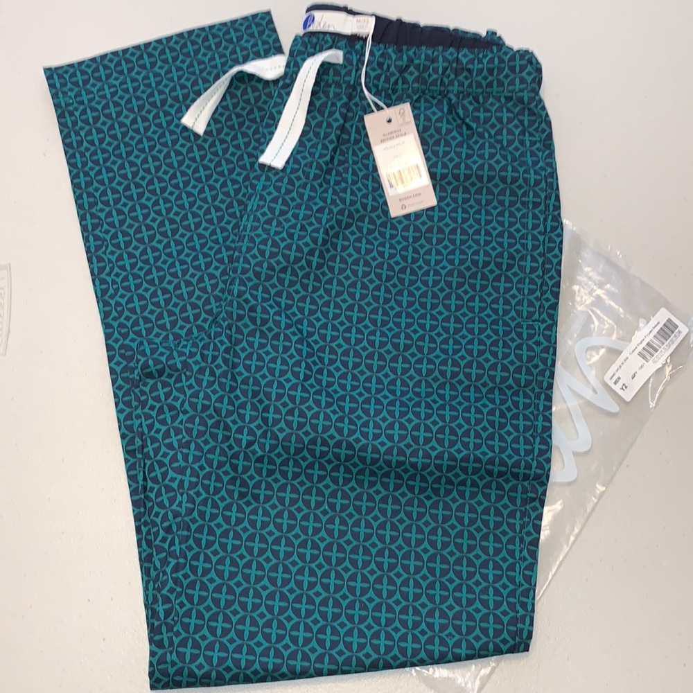 NWT Boden dark green dark navy “Geo” print pajama pant